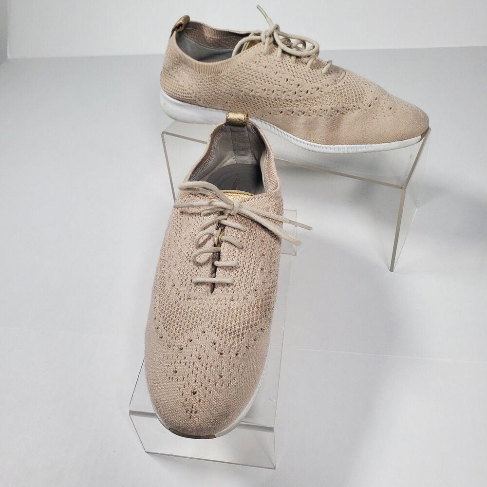 Cole Haan Women’s Sneakers Oxford Shoes Size 9B Beige Wingtip Knit Stitchlite - Picture 2 of 11